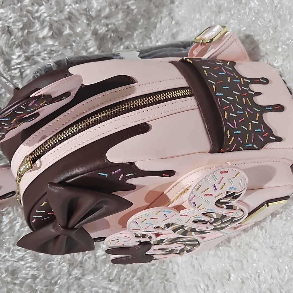 Loungefly Minnie Mouse Ears Chocolate Sprinkle Lolliipop mini backpack - Picture 7 of 12